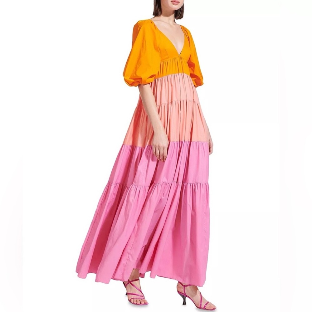 Staud colorblock nylon dress